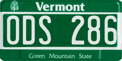 VT license plate ODS286