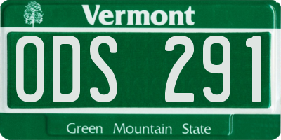 VT license plate ODS291