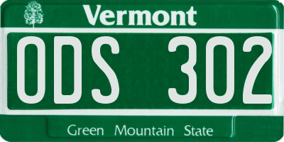 VT license plate ODS302