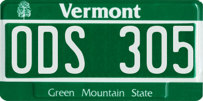 VT license plate ODS305