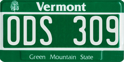 VT license plate ODS309