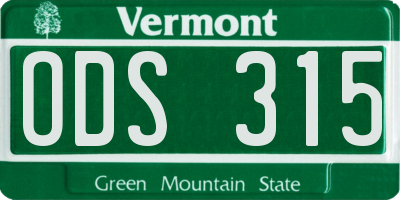 VT license plate ODS315