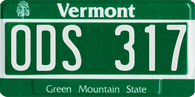 VT license plate ODS317