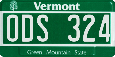 VT license plate ODS324