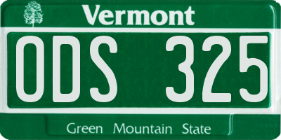 VT license plate ODS325