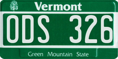 VT license plate ODS326