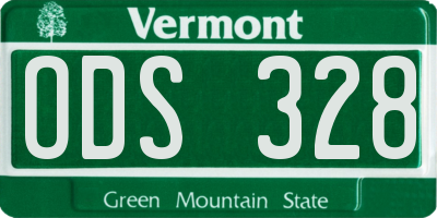 VT license plate ODS328