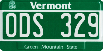 VT license plate ODS329
