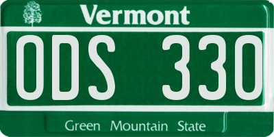 VT license plate ODS330