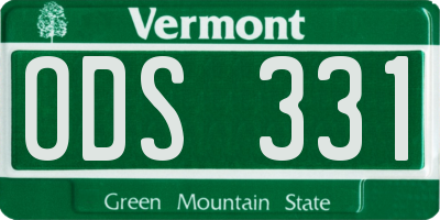 VT license plate ODS331