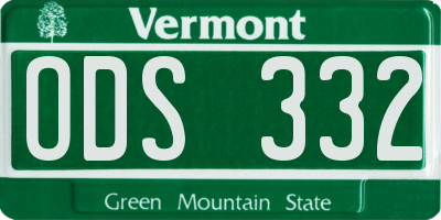 VT license plate ODS332