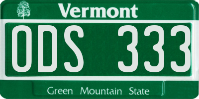 VT license plate ODS333