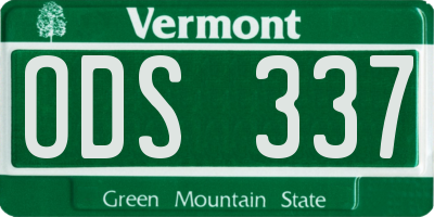 VT license plate ODS337