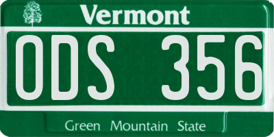 VT license plate ODS356