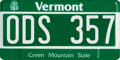 VT license plate ODS357