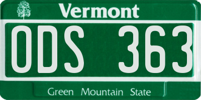 VT license plate ODS363