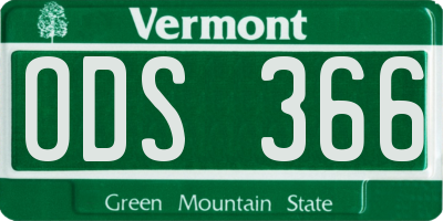 VT license plate ODS366
