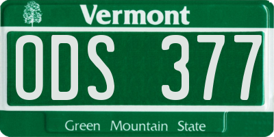 VT license plate ODS377