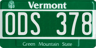 VT license plate ODS378