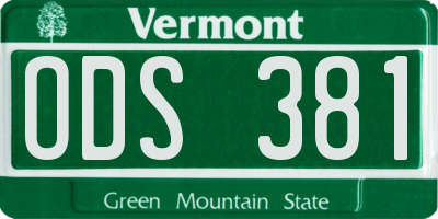 VT license plate ODS381