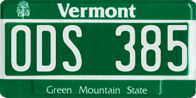 VT license plate ODS385