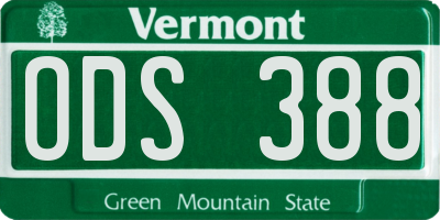 VT license plate ODS388