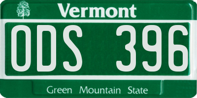 VT license plate ODS396