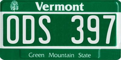 VT license plate ODS397