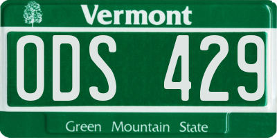 VT license plate ODS429