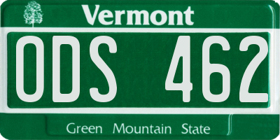 VT license plate ODS462