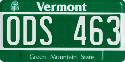 VT license plate ODS463