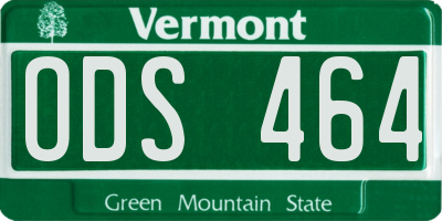 VT license plate ODS464