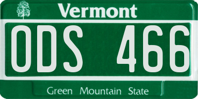 VT license plate ODS466