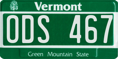VT license plate ODS467
