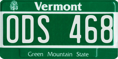 VT license plate ODS468