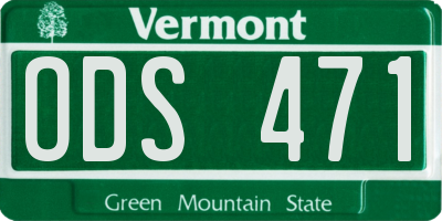 VT license plate ODS471