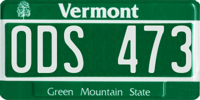 VT license plate ODS473
