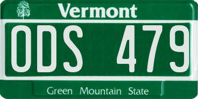VT license plate ODS479