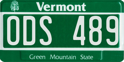 VT license plate ODS489
