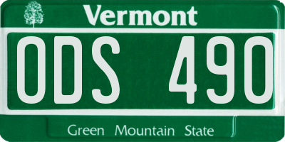 VT license plate ODS490