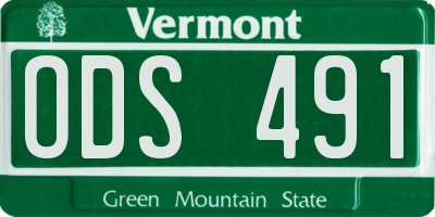 VT license plate ODS491