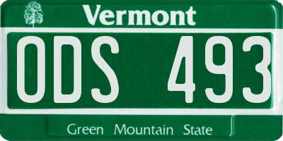 VT license plate ODS493