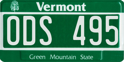 VT license plate ODS495