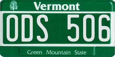 VT license plate ODS506