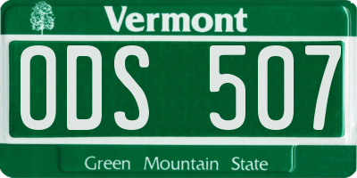 VT license plate ODS507