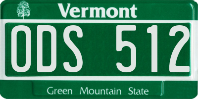 VT license plate ODS512