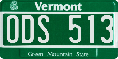 VT license plate ODS513