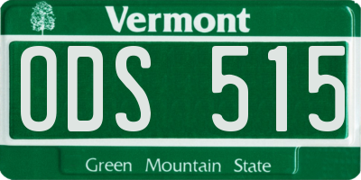VT license plate ODS515