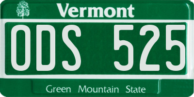 VT license plate ODS525