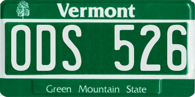 VT license plate ODS526